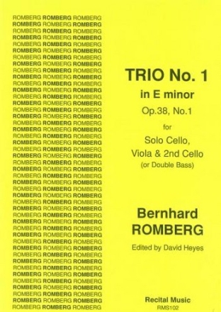 Trio op.38,1 for violoncello solo, viola and 2nd violoncello (double bass) score and parts