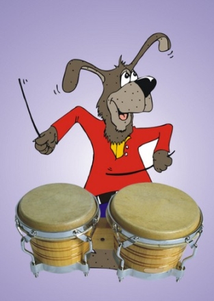 Dog playing Drums  greeting card