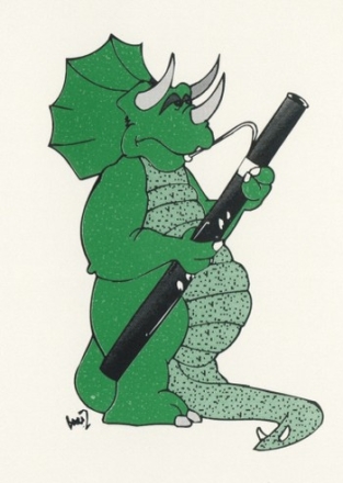 Dinosaur playing Bassoon  greeting card