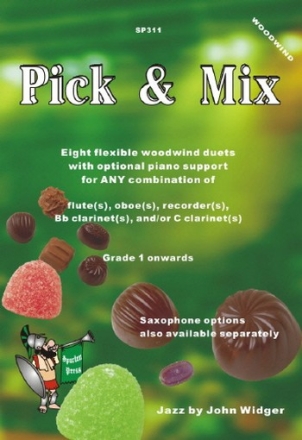 Pick & Mix for 2 woodwind instruments (piano ad lib) score and parts