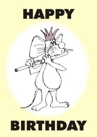 Artist: Barry Lee Mouse playing Flute: Birthday Card greetings cards