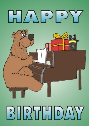 Bear playing Piano  Birthday greeting card