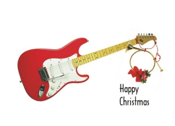 : Guitar Christmas Card greetings cards