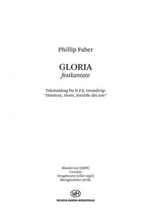 Phillip Faber, Gloria SATB and Strings Score