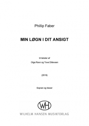 Phillip Faber, Min Loegn I Dit Ansigt Soprano and Piano Book