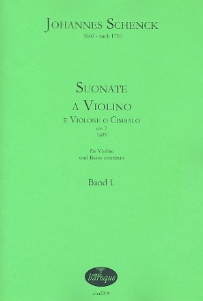 Suonate a violino e violone (cimbalo) op.7 Band 1 (Nr.1-8) fr Violine und Bc Partitur und Stimmen (Bc nicht ausgesetzt)