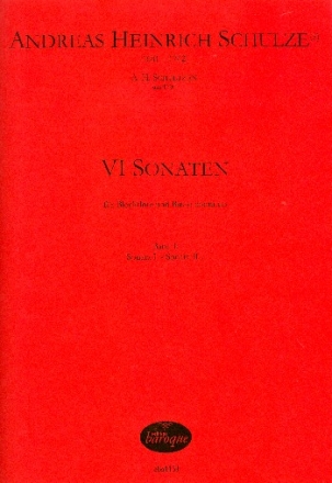 6 Sonaten Band 1 (Nr.1-3) fr Blockflte und Bc Partitur und Stimmen (Bc ausgesetzt)
