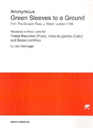 Greensleeves to a Ground fr Altblockflte (Flte), Viola da gamba (Violoncello) und Bc Partitur und Stimmen