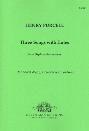 3 Songs with Flutes for voice, 2 recorders and Bc score and parts (Bc realised)