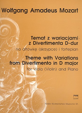 Theme with variations from divertimento D major for viola (violin) and piano Szaleski, Mieczystaw, ed