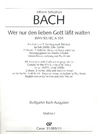 Wer nur den lieben Gott lsst walten fr Soli, gem Chor, 2 Oboen, 2 Violinen, Viola und BC Violine 1