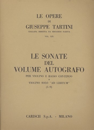 Le sonate del vol. autografo vol.19 (nos.1-9) per violino e bc o violino solo ad lib