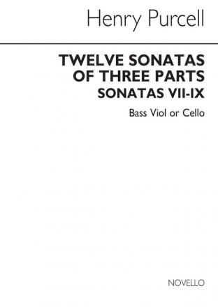 12 sonatas of 3 parts no.7-9  for bassviolin (cello) The works of Henry Pucell vol.5 Special order edition