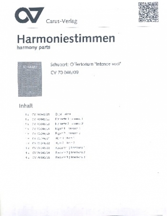 Intende voci D963 Arie ft Tenor, gem Chor und Orchester,  Harmoniestimmen