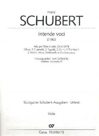 Intende voci D963 Arie fr Tenor, gem Chor und Orchester,  Viola