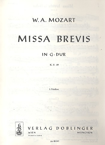 Missa brevis G-Dur KV49 fr Soli, Chor, Streicher und Orgel Violine 1