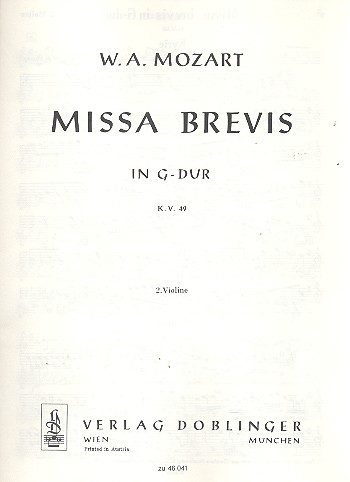 Missa brevis G-Dur KV49 fr Soli, Chor, Streicher und Orgel Violine 2