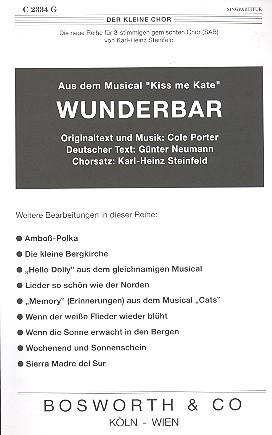 Wunderbar fr 3-stimmigen gem Chor mit Klavierbegleitung Chorpartitur