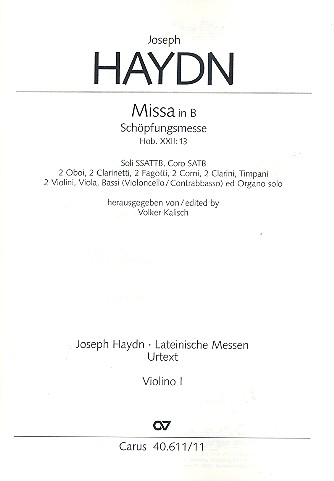 Schpfungsmesse B-Dur Hob.XXII:13 fr Soli (SATB), Chor und Orchester Violine 1