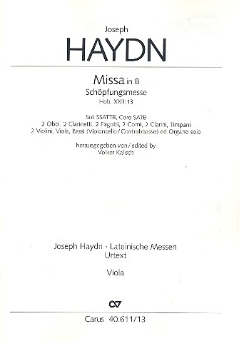 Schpfungsmesse B-Dur Hob.XXI:13 fr Soli (SATB), Chor und Orchester Viola