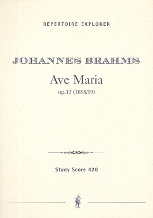 Ave Maria op.12 fr Frauenchor und Orchester (Orgel) Studienpartitur