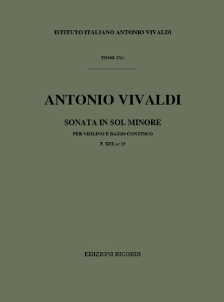 Sonate G-Moll F.XIII,15 fr Violine und Bc Malipiero, G. F., ed