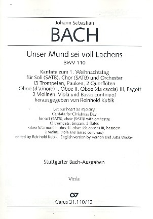 Unser Mund sei voll des Lachens Kantate Nr.110 BWV110 Viola