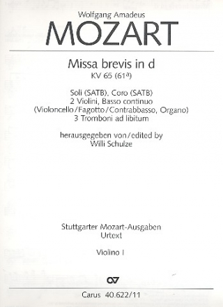 Missa brevis d-Moll KV65 fr Soli, Chor und Orchester Violine 1