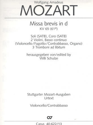 Missa brevis d-Moll KV65 fr Soli, Chor und Orchester Cello/Ba