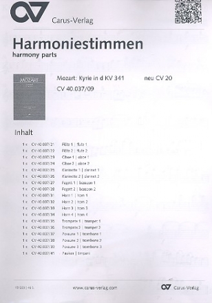 Kyrie d-Moll KV341 fr Chor, Orchester und Orgel Harmonie