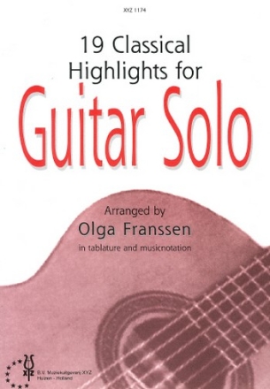 19 classical highlights for guitar solo (tablature and notes)