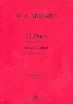 12 Duos nach KV487 (KV496a) fr 2 Violinen Spielpartitur