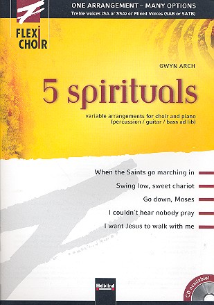 Flexi Choir - 5 Spirituals  fr gem Chor und  Klavier (Perc, Git, Bass ad lib) Chorpartitur