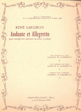 Andante et Allegro pour saxophone soprano ou tenor et piano