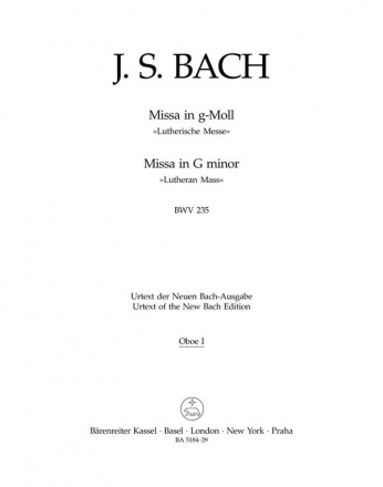 Messe g-Moll BWV235 fr Soli, gem Chor und Orchester Oboe 1