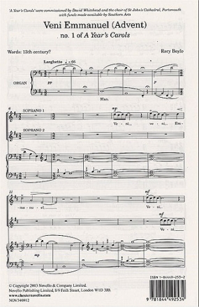 Veni Emmanuel for female chorus and organ,  score