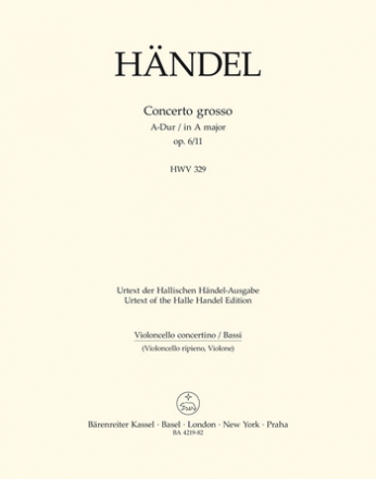 Concerto grosso A-Dur op.6,11 HWV329 fr Orchester Cello/Ba