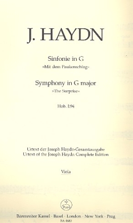 Sinfonie G-Dur Nr.94 Hob.I:94 fr Orchester Viola