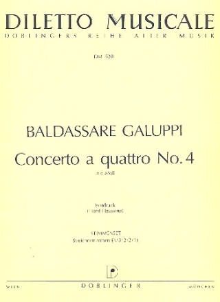 Concerto a quattro no.4 c-Moll fr Streichorchester und Bc Stimmen (4-3-2-2-1)