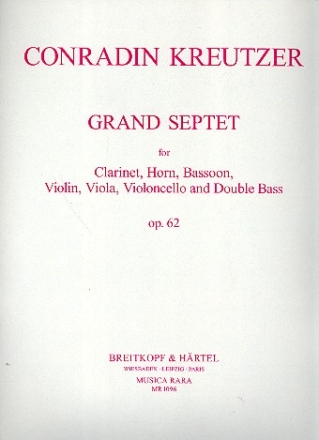 Grand Septet op.62 for clarinet, horn, bassoon, Violin, viola, violoncello and double bas parts