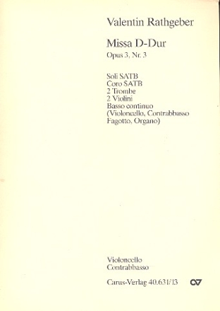 Missa D-Dur fr Soli, gem Chor und Orchester Violoncello / Kontrabass