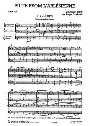 Suite from L'Arlesienne-Suite for woodwinds score and parts