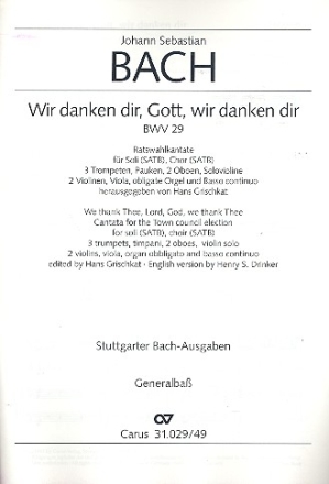 Wir danken dir, Gott, wir danken dir Kantate Nr.29 BWV29 Orgel