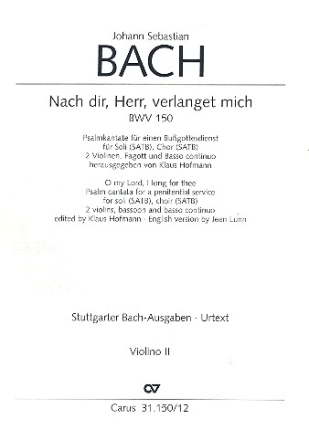 Nach dir Herr verlanget mich BWV150 fr Soli, gem Chor, 2 Violinen, Fagott und Bc Violine 2