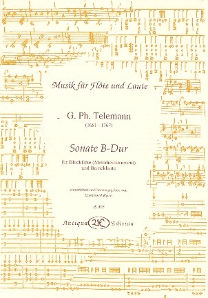 Sonate B- Dur fr Blockflte (Melodieinstrument) und Barocklaute Partitur und Stimme