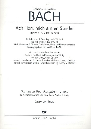 Ach Herr, mich armen Snder BWV135 fr Soli, gem Chor und Orchester Violoncello/Kontrabass