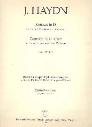 Konzert D-Dur Hob.XVIII:11 fr Klavier (Cembalo) und Orchester Violoncello/Kontrabass