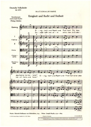 Deutsche Volkslieder Nr.1-2 fr Gesang (Chor), 2 Violinen, Viola, Violoncello und Kontrabass Spielpartitur