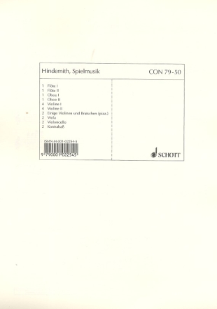 Spielmusik op.43 fr 2 Flten, 2 Oboen und Streichorchester mit Viola solo Stimmenset (Harmonie-4-4-2-2-2-2)