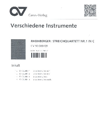 Quartett c-Moll Nr.1 op.89 fr 2 Violinen, Viola und Violoncello Stimmen